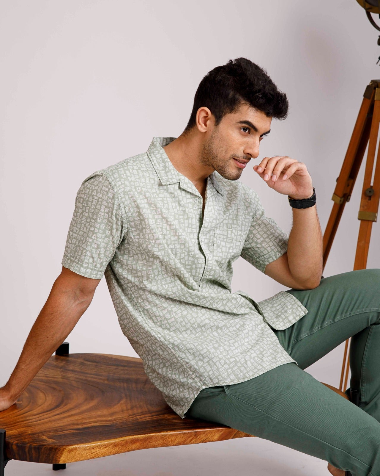 Tropical Green Short Sleeve Print Shirt