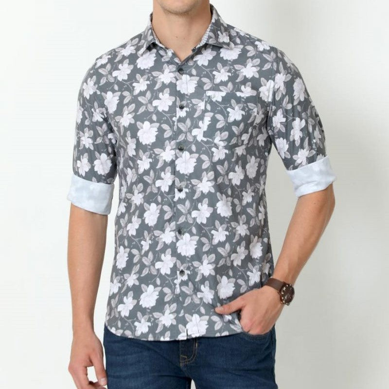 Dark Grey Digital Print Shirt