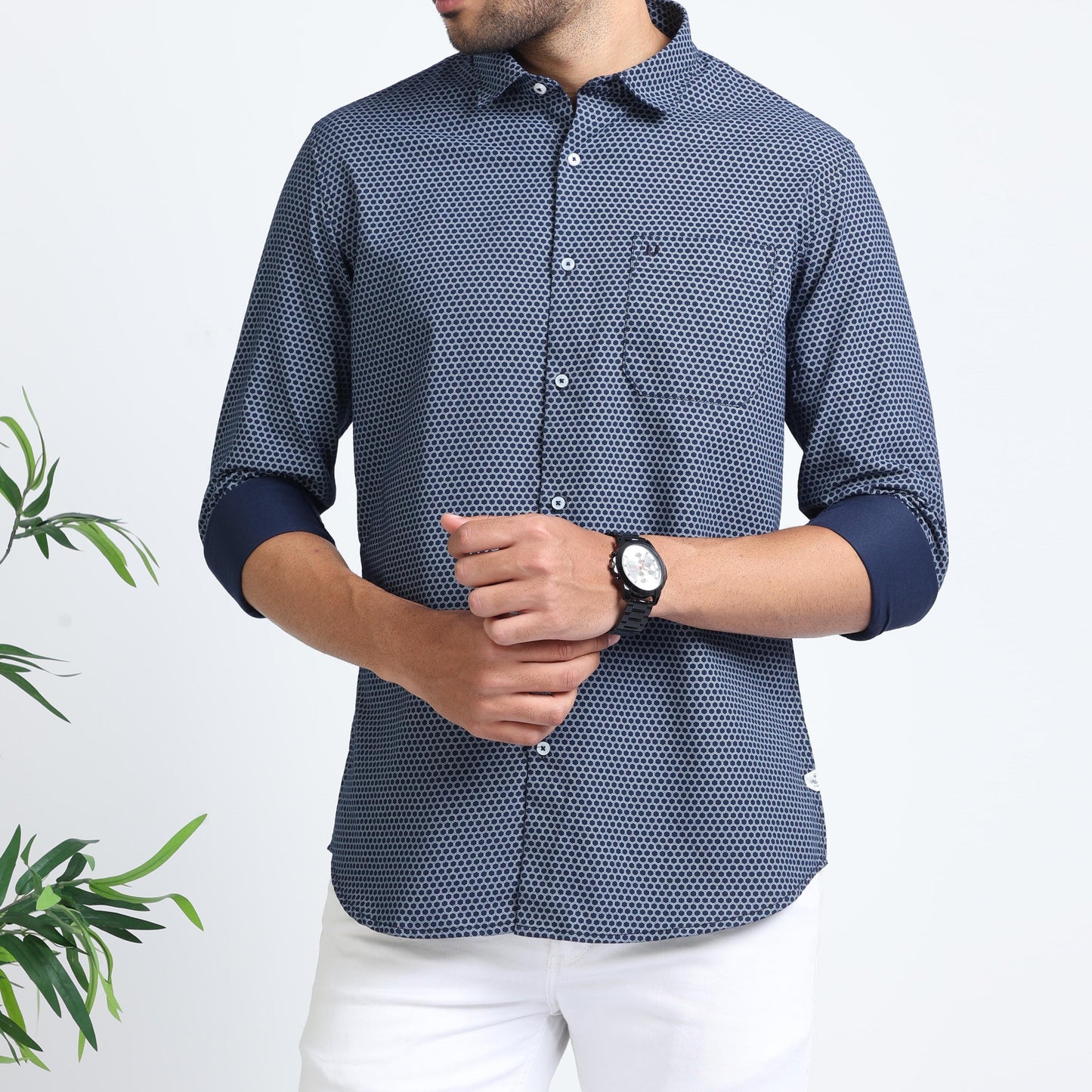 Geometric Blue Shirt