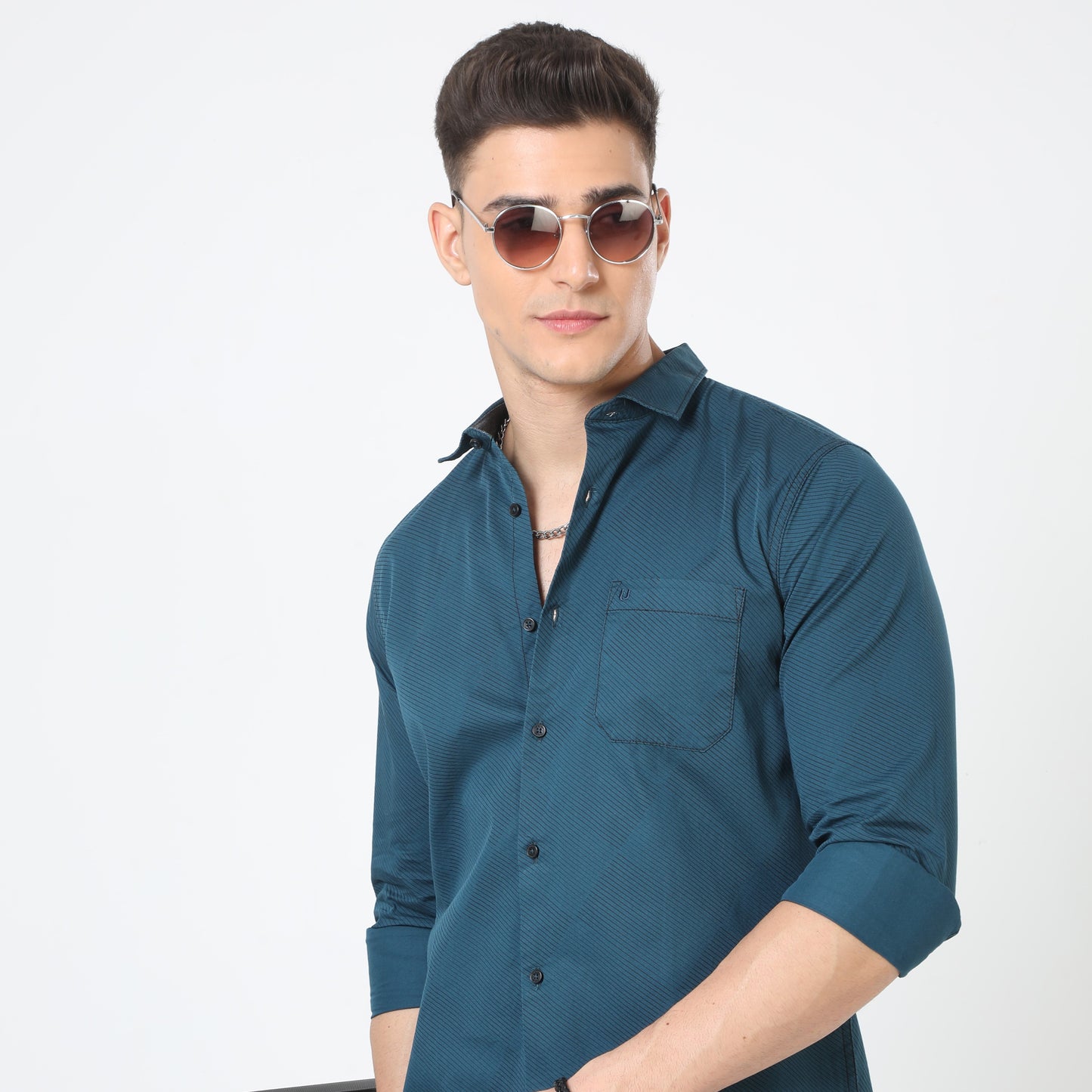 Aqua Blue Full Sleeve Plain Shirt