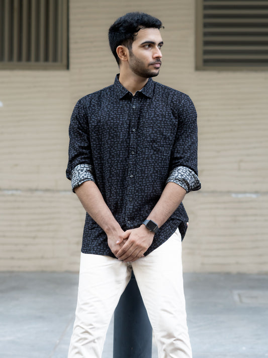 Jet Black Graphic  Print Shirt