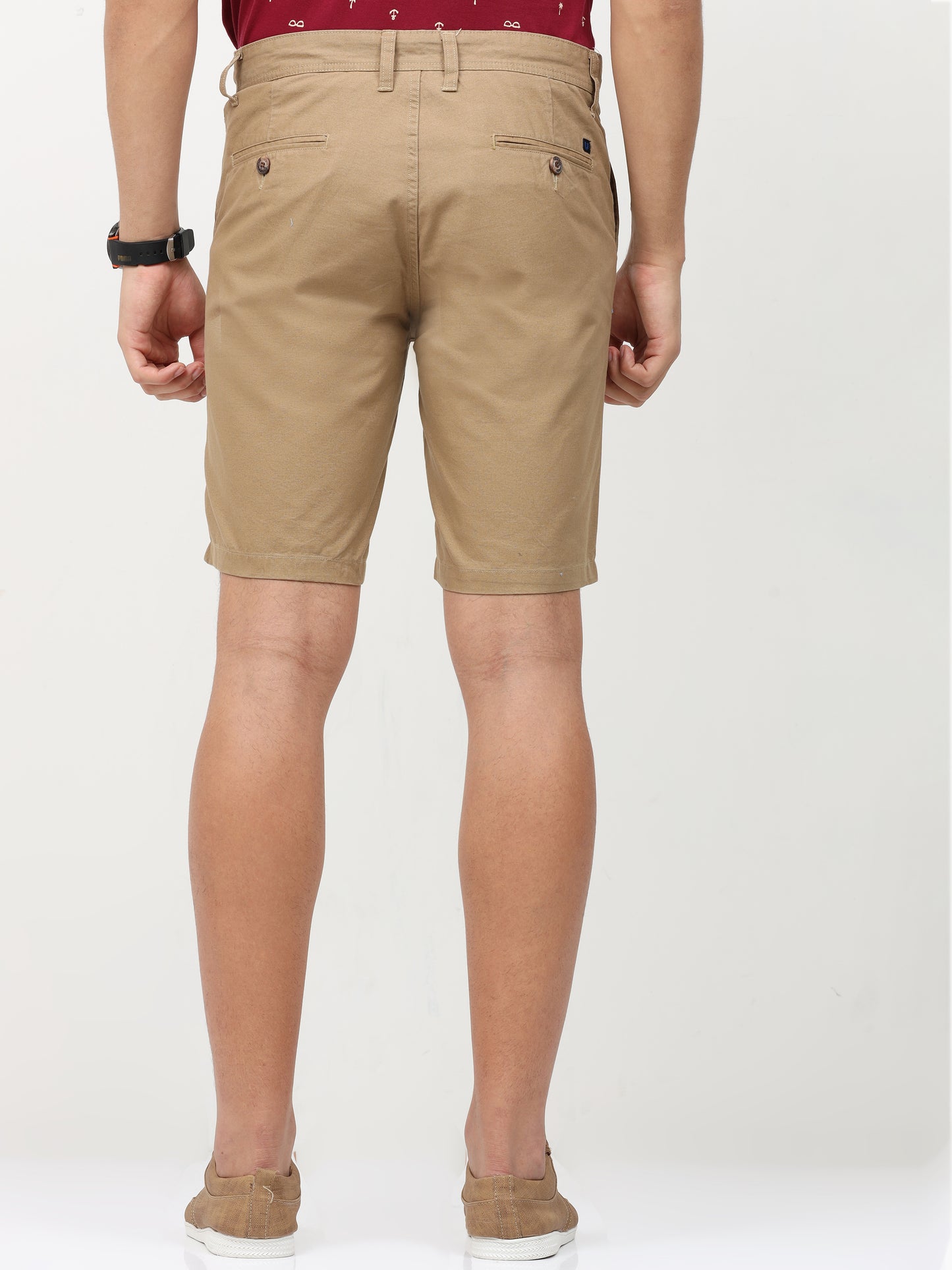 Khaki Flatfront Slim Shorts