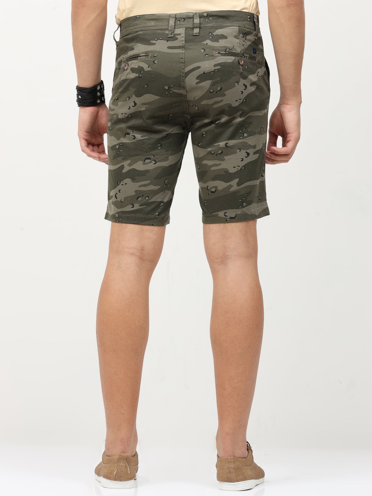 Olive Flatfront Slim Shorts