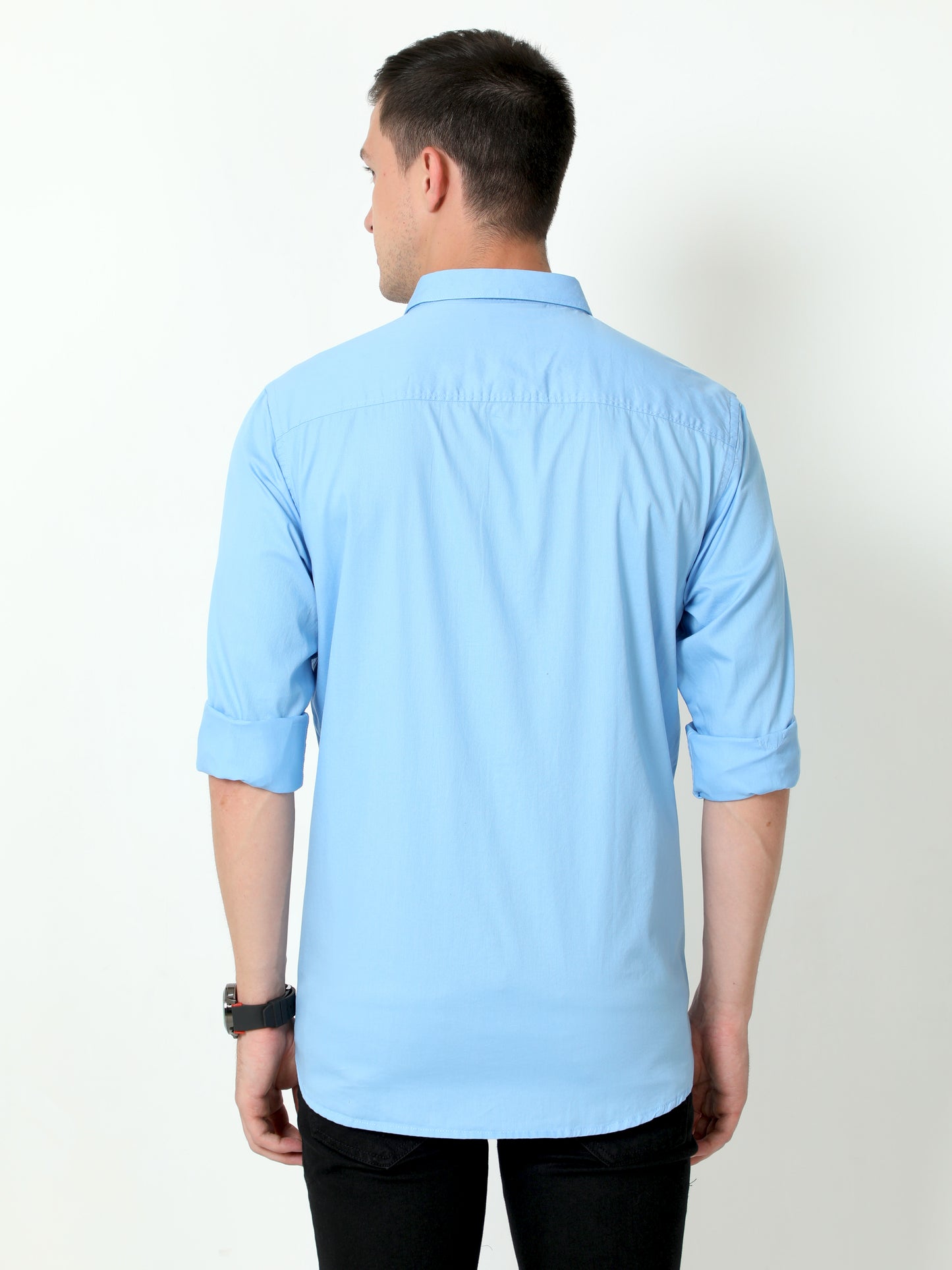 Urbaro Blue Full Sleeve Plain Shirt