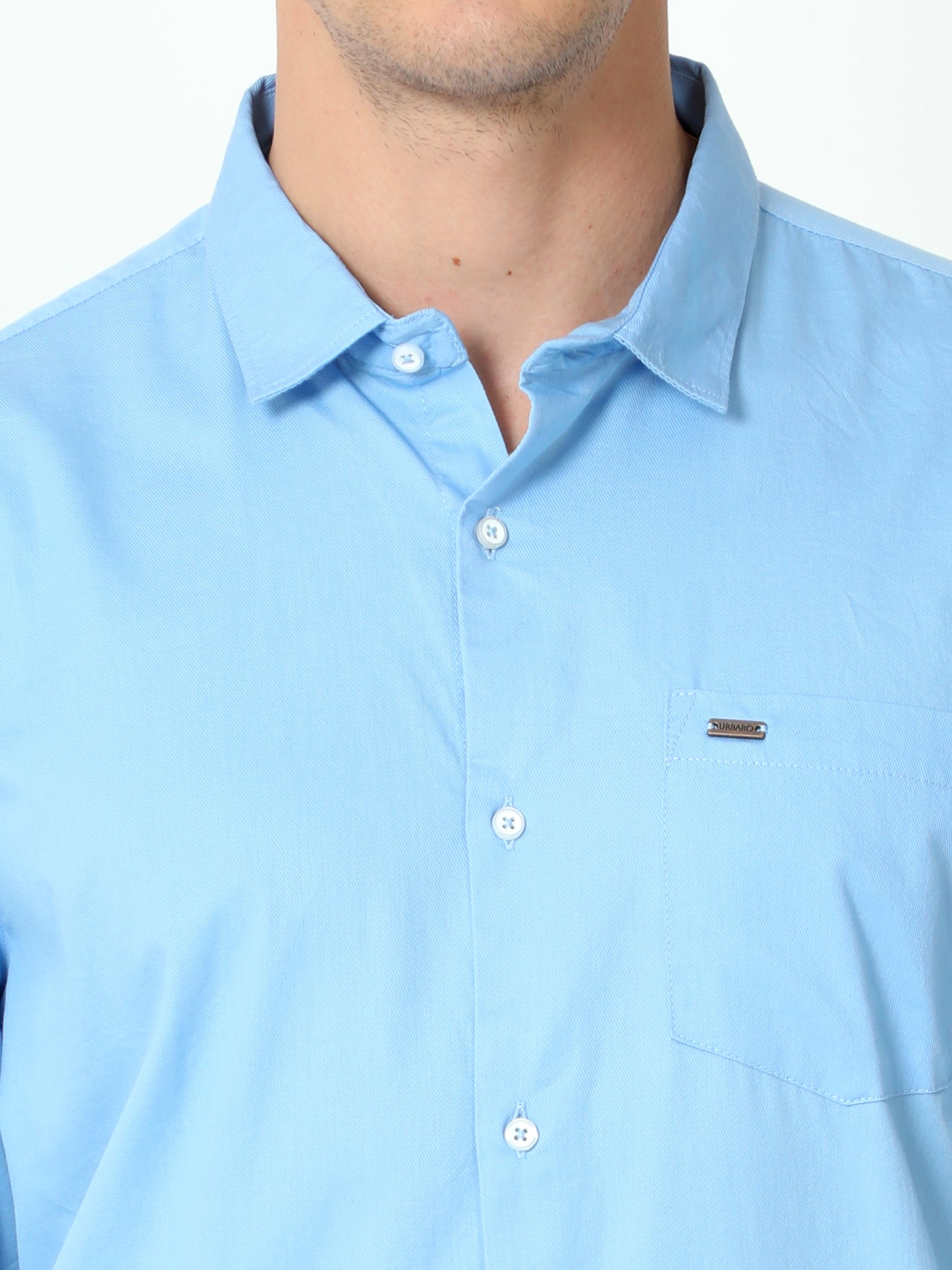 Urbaro Blue Full Sleeve Plain Shirt