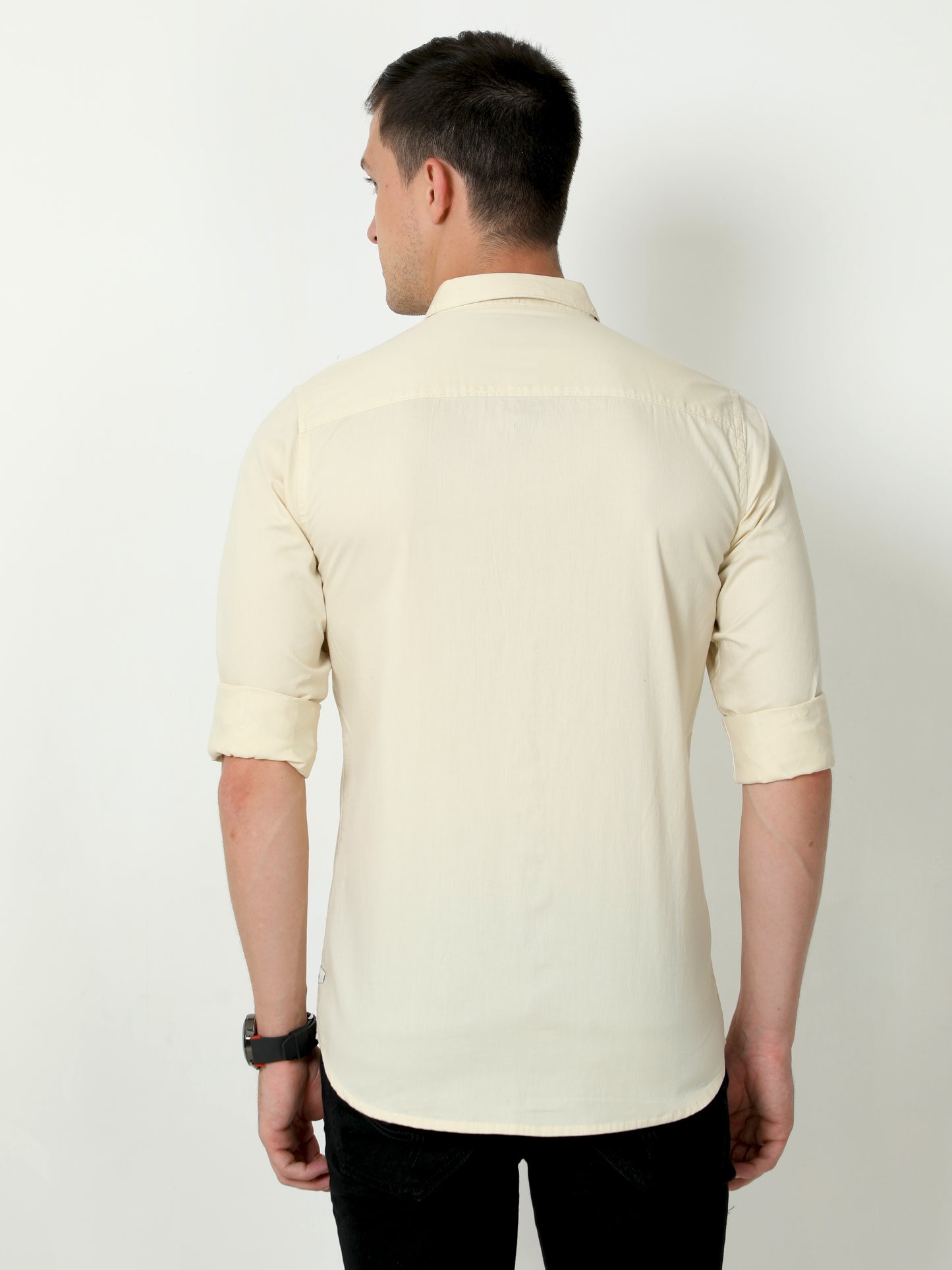 Urbaro Beige Full Sleeve Plain Shirt