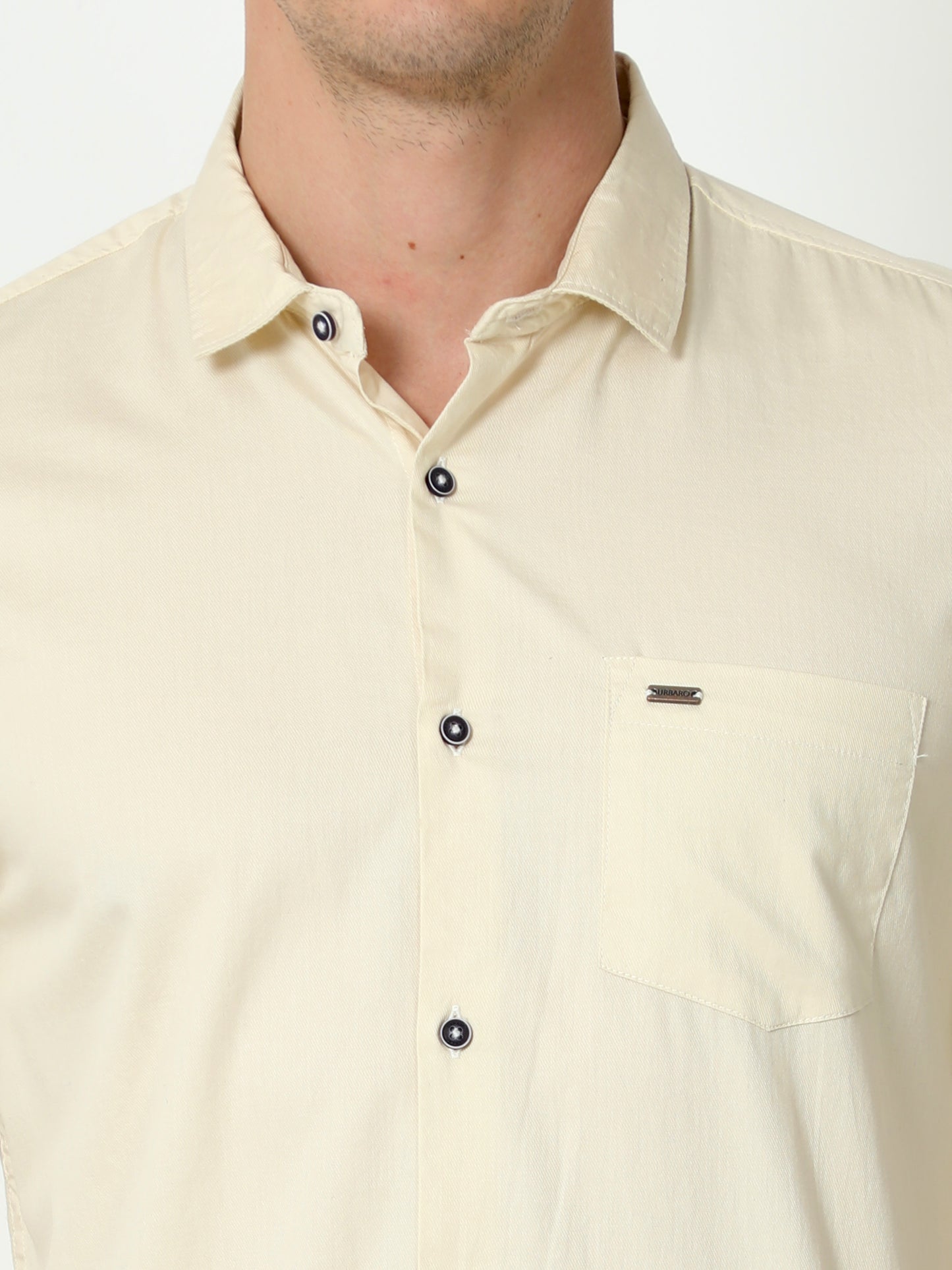 Urbaro Beige Full Sleeve Plain Shirt