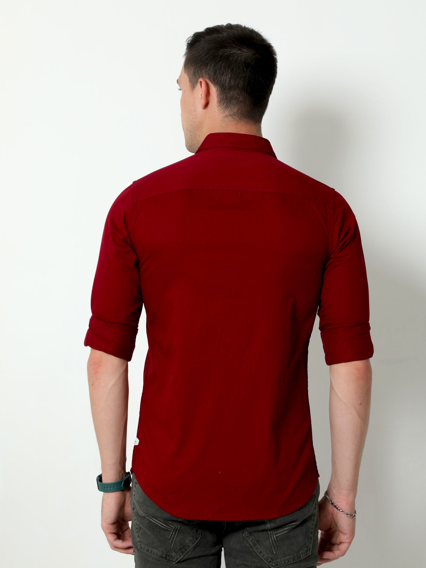 Urbaro Maroon Full Sleeve Plain Shirt