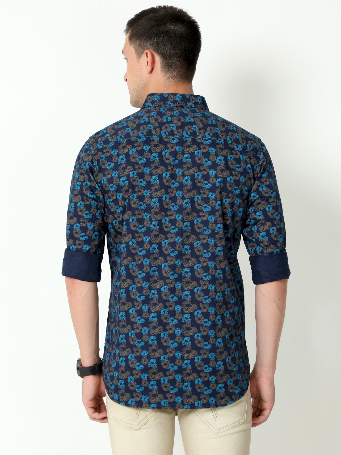 Urbaro Navy Full Sleeve Print Shirt