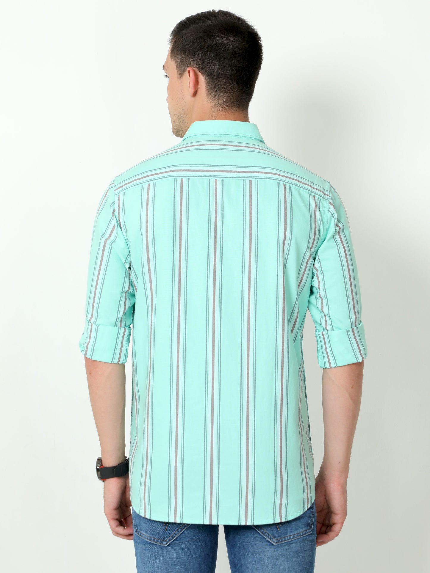 Urbaro Lt.Green Full Sleeve Stripes Shirt