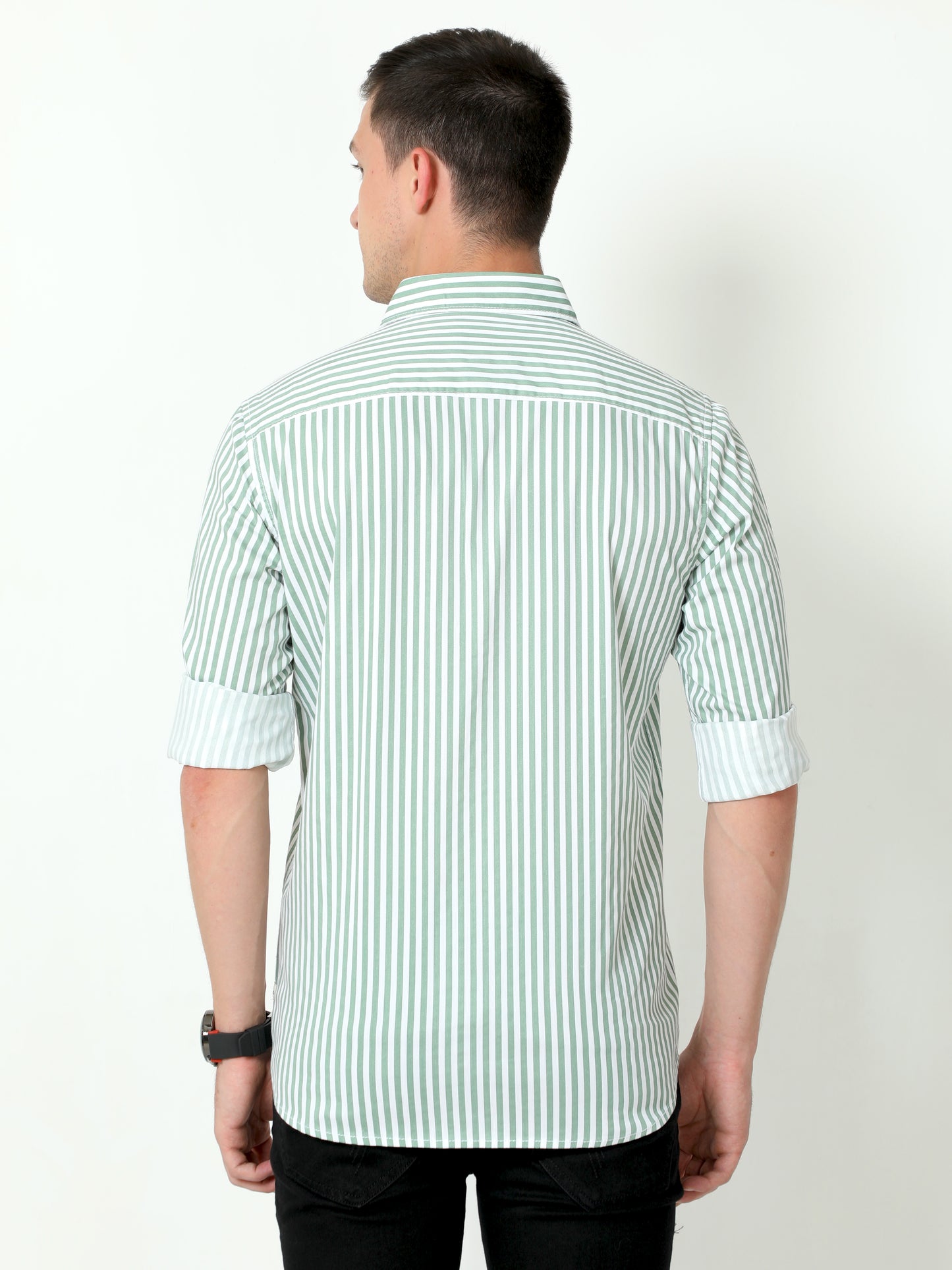 Urbaro Lt.Green Full Sleeve Stripes Shirt