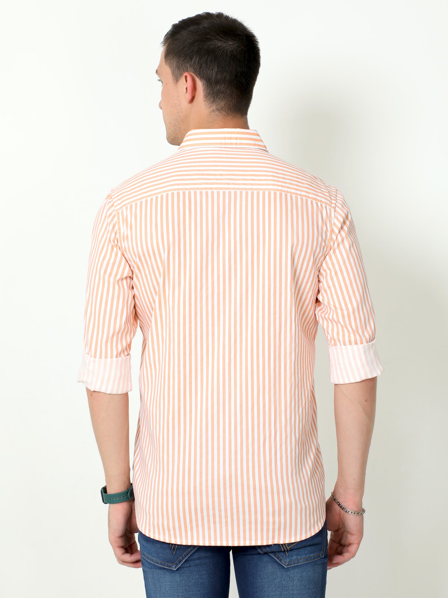 Orange Full Sleeve Stripes Shirt