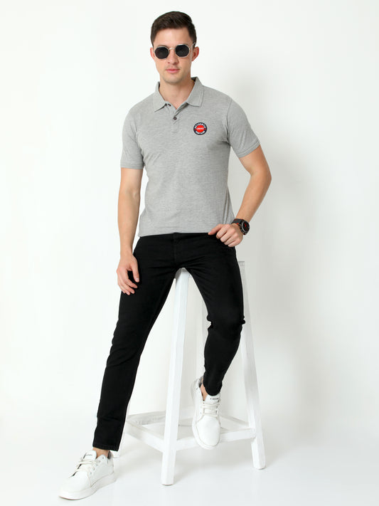 Urbaro Grey Half Sleeve Polo T-shirt