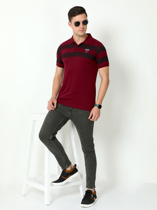 Urbaro Burgundy Half Sleeve Polo T-shirt